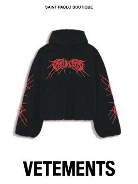 Vetements Death Metal Cropped Oversized Hoodie